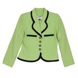 Vintage Preppy Mod Green Long Sleeve Button Down Blazer Size Medium Office Chic